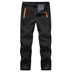 TBMPOY Men\'s Snow Ski Hiking Pants Waterproof Winter Fleece Lined Pants Camping Skiing Ice Fishing Pants with Belt 02 Thick Black XXL