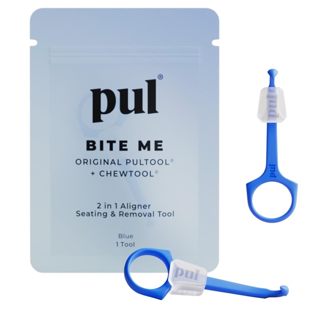 PUL Pack of 2 Reusable 2-in-1 Aligner Seating Chewie & Removal Tool - Compatible with Invisalign, Removable Braces, Retainers, Trays - Easy-to-Use Remover & Chew, Dental & Oral Hygiene Care - Blue