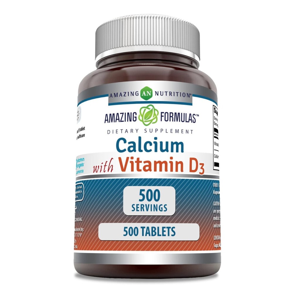Amazing Formulas Calcium with Vitamin D3 Supplement | Tablets | Non-GMO | Gluten-Free | Made in USA (1 Pack | 500 Count)