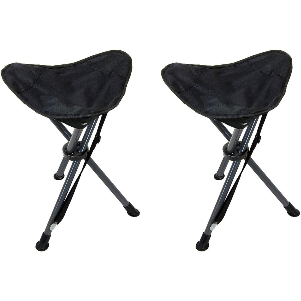 Travel Chair C-Series Slacker Tripod Chair for Camping, Lightweight Chair, Adjustable Carry Strap for Easy Transport | Outdoor Adventures Lighter Version of The Original Slacker Stool, Black - 2-Pack