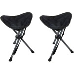 Travel Chair C-Series Slacker Tripod Chair for Camping, Lightweight Chair, Adjustable Carry Strap for Easy Transport | Outdoor Adventures Lighter Version of The Original Slacker Stool, Black - 2-Pack