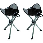 Travel Chair Slacker Tripod Chair for Camping, Set of 2, Adjustable Carry Strap for Easy Transport | Oversized Duck Feet for Improved Stability | Perfect for Outdoor Adventures (Black)