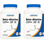 Nutricost Beta-Alanine Capsules 3400mg, 240 Caps (2 Pack) - Potent Beta Alanine, Gluten Free & Non-GMO, 850mg Per Cap, 60 Serv Per Bottle