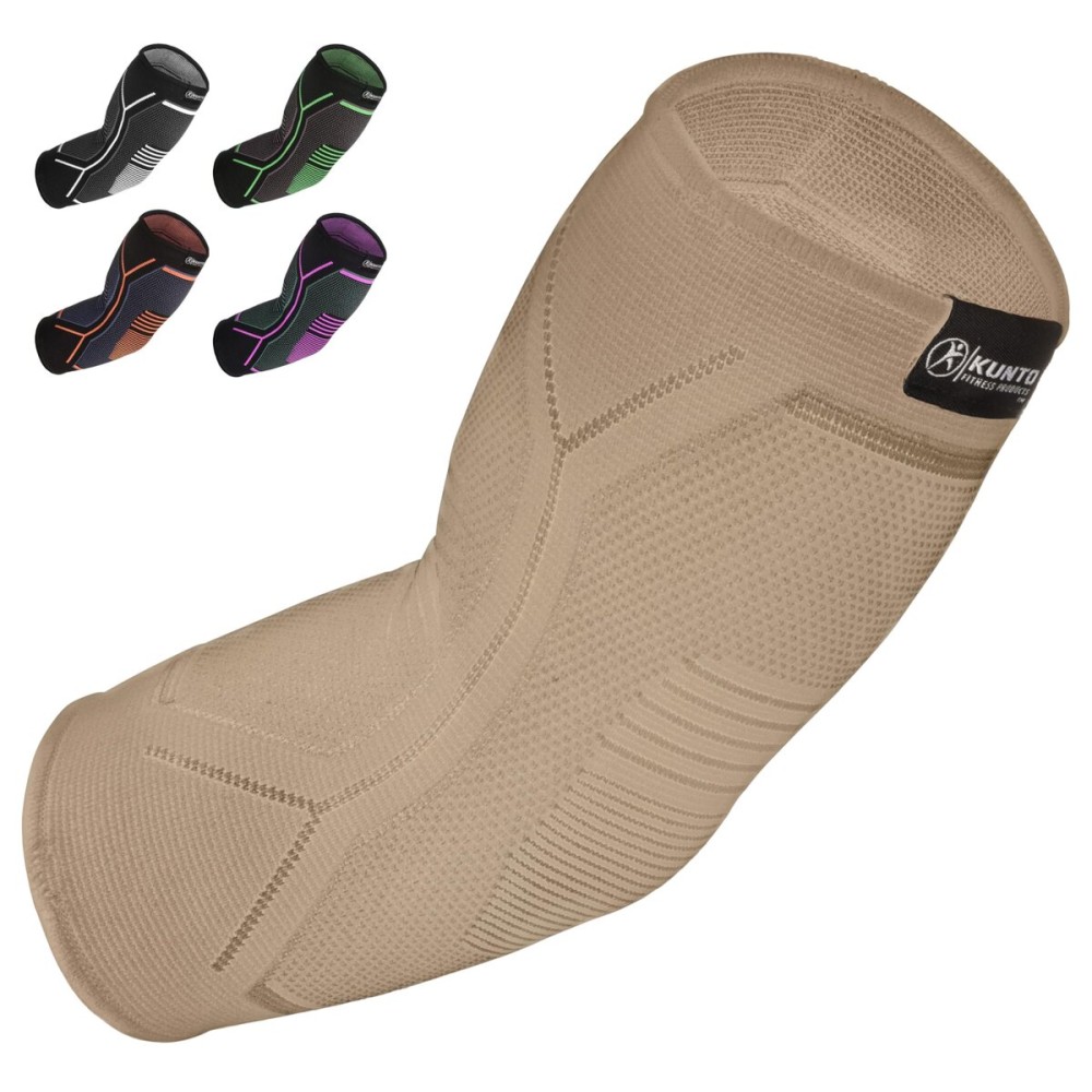 KUNTO FITNESS PRODUCTS Elbow Brace Compression Support Sleeve (Shipped From USA) for Tendonitis, Tennis Elbow, Golf Elbow Treatment - Reduce Joint Pain During Any Activity!