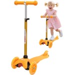 ChromeWheels Scooter for Kids, Deluxe 3 Wheel Scooter for Toddlers 4 Adjustable Height Glider with Kick Scooters, Lean to Steer with LED Flashing Light for Ages 3-6 Girls Boys, Yellow