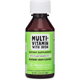 NovaFerrum Delish | Vegan Multivitamin with Iron for Infants, Toddlers & Kids | Immune Support | Organic Plant-Based D-3 | Gluten Free | Vegan Verified | Sugar Free | 1.69 Fl Oz (50 mL)