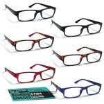 Boost Eyewear 6 Pack Reading Glasses, Traditional Frames in Black, Tortoise Shell, Blue and Red, for Men and Women, with Comfort Spring Loaded Hinges, Assorted Colors, 6 Pairs (2.25, 9, 2, 0, 0, 6)