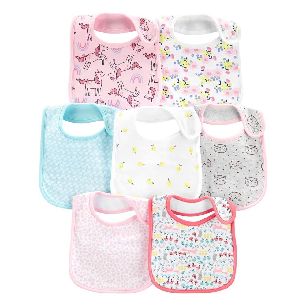 Simple Joys by Carter\'s Baby Girls\' 7-Pack Teething Bibs