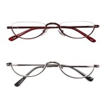 KoKoBin New Upgrade Half Reading Glasses-2 Pair Half Rim Metal Frame Glasses Spring Hinge Readers for Men and Women,Gunmetal and Brown 2.00