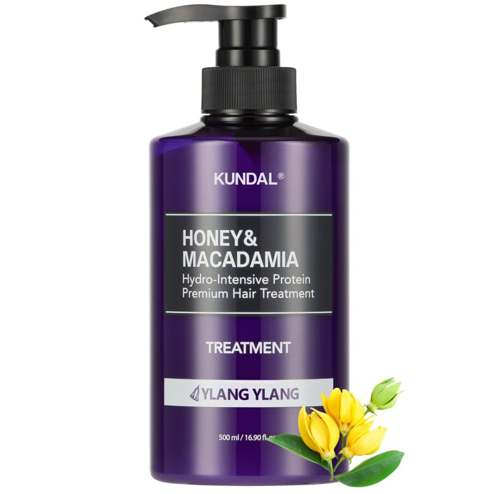KUNDAL Honey & Macadamia Natural Conditioner, Korean Hair Care Damage Repair, Deep Hydration, Long Lasting Fragrance, with Honey, Argan Oil, Macadamia Oil 16.9fl oz (Ylang Ylang)