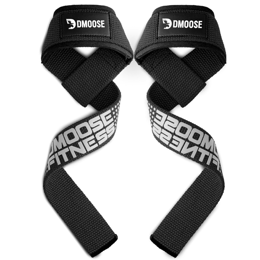 DMoose Lifting Straps, 24 inch (Pair) Wrist Straps for Weightlifting, Deadlift, Powerlifting, Bodybuilding Gym Workout, Neoprene Padded Support Cotton Straps for Max Hand Grip Strength Training