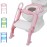 Potty Training Toilet Seat with Step Stool Ladder for Kid and Baby, Adjustable Toddler Toilet Training Seat with Soft Padded Seat, Safe Handles and Non-Slip Wide Steps, Pink White for Girls