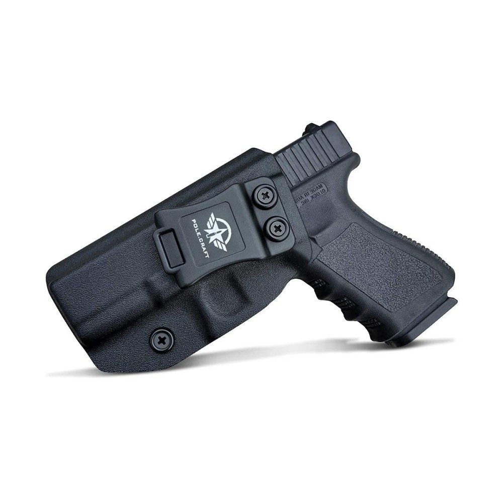 POLE.CRAFT IWB Kydex Holster Fit: Glock 19 19X 25 44 45 (Gen 1 2 3 4 5) & Glock 23 32 (Gen 3 4) - Inside Waistband Carry for G19 G19x G23 G25 G32 G44 G45 (Black, Left)