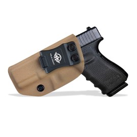 POLE.CRAFT IWB Kydex Holster Fit: Glock 19 19X 25 44 45 (Gen 1 2 3 4 5) & Glock 23 32 (Gen 3 4) - Inside Waistband Carry for G19 G19x G23 G25 G32 G44 G45 (Tan,Left Hand)