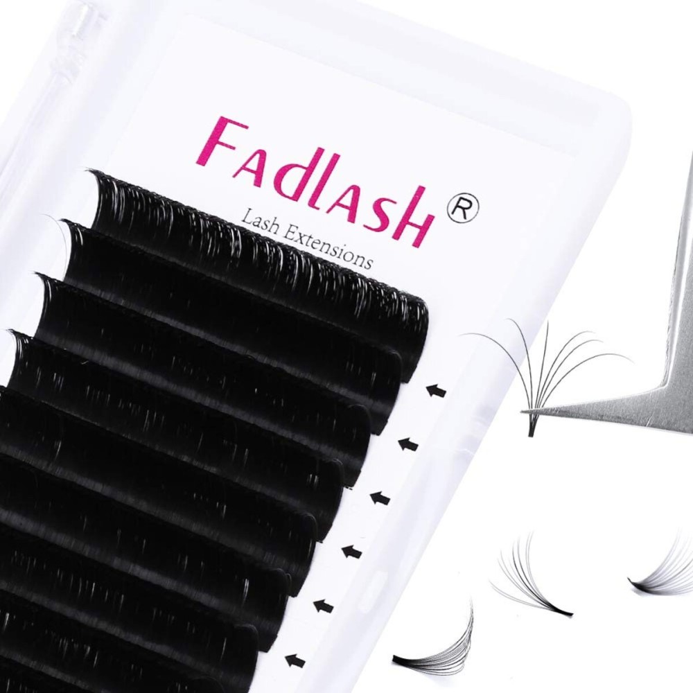 Self Fanning Eyelash Extensions C Curl 0.07 20mm Length Easy Fan Volume Lashes Extensions Black Premium Eyelash Volume Extensions (0.07-C, 20mm)