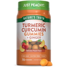 Nature\'s Truth Turmeric and Ginger Gummies | 70 Count | Peach Flavor | Vegan, Non-GMO, & Gluten Free Supplement