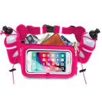 No.1 Hydration Belt by Runtasty - Premium Winners\' Running Fuel Belt w/2 BPA-Free 10 oz Water Bottles, Tilt-Up Pocket w/Touchscreen-Ready Cover - Fits All iPhones, No-Bounce Design (Hot Pink)