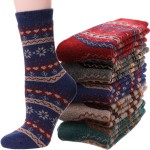 ANTSANG Wool Socks for Women Merino Hiking Warm Thick Winter Boot Comfy Crew Thermal Cozy Cabin Heavy Work Soft Ladies Socks 5 Pairs(Snowflake)