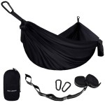 Gold Armour Camping Hammock - Portable Hammock Single Hammock Camping Accessories Gear for Outdoor Indoor Adult Kids, USA Based Brand (Black)