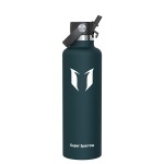 Super Sparrow Insulated Water Bottle - 34 Oz - Standard Mouth FlipFlow Flask - BPA Free, Leak Proof Drink Bottle- Ergonomic Straw Water Bottles for Work, Gym, Travel, Sports