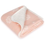 Organic Cotton Patterned Baby Crib Blanket for All Seasons - Warm, Breathable, Super Soft, Thick and Light Weight Quilted Toddler Blanket for Boys and Girls 39\'\'x39\'\' Large - Pink Snow
