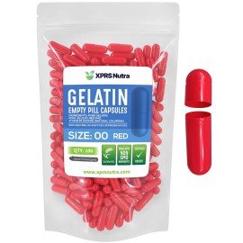 XPRS Nutra Size 00 Empty Capsules - 100 Count Empty Gelatin Capsules - Pills DIY Capsule Filling - Fillable Pill Gel Caps for Do-It-Yourself Supplements (Red)