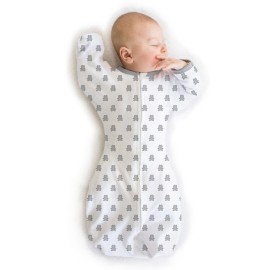 Amazing Baby Transitional Swaddle Sack, Arms Up Half-Length Sleeves & Mitten Cuffs, Swaddle for Newborn Transition to Baby Sleep Sack Wearable Blanket, Small, 0-3 month, 6-14 lb, Sterling Tiny Bear