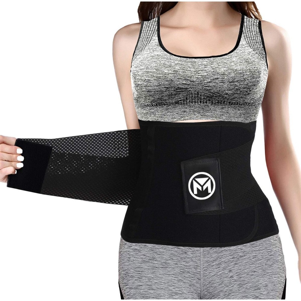 Moolida Waist Trainer Belt for Women Waist Trimmer Workout Fitness Back Support Belts Black,Small