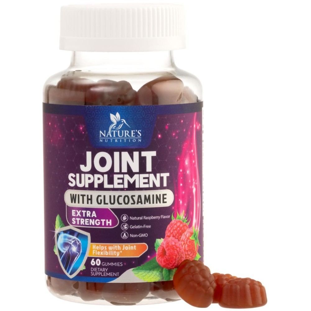 Joint Support Gummies Glucosamine Plus Vitamin E - Nature\'s Joint Support Supplement for Occasional Discomfort for Back, Knees & Hands - Cartilage & Joint Health & Flexibility Support - 60 Gummies