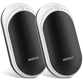 BESKAR Rechargeable Hand Warmers 2 Pack, Electric Hand Warmer with Double-Sided Heating, Portable Pocket Hand Warmer for Outdoor, Golf, Raynauds