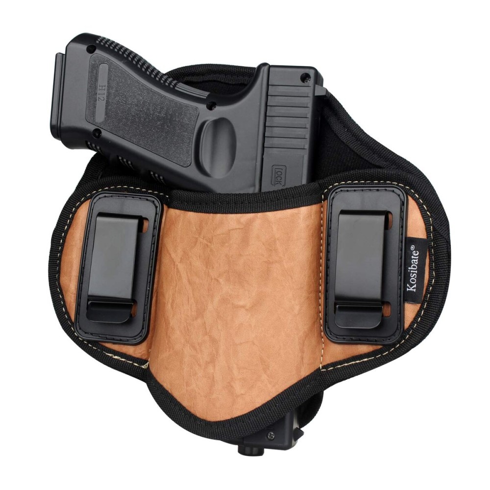 Kosibate G2C Taurus Holster, IWB Pancake Holsters with Light PU Leather Concealed Carry Compatible with PT111 G26 27 33, M&P Shield, XDs Holsters (Brown, Right Hand)