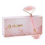 LeiCare Jade Roller for Face - Rose Quartz Face Roller Skin Care - Stone Facial Roller, Face Massager for Women, Relieve Stress, Remove Wrinkles Eye Puffiness
