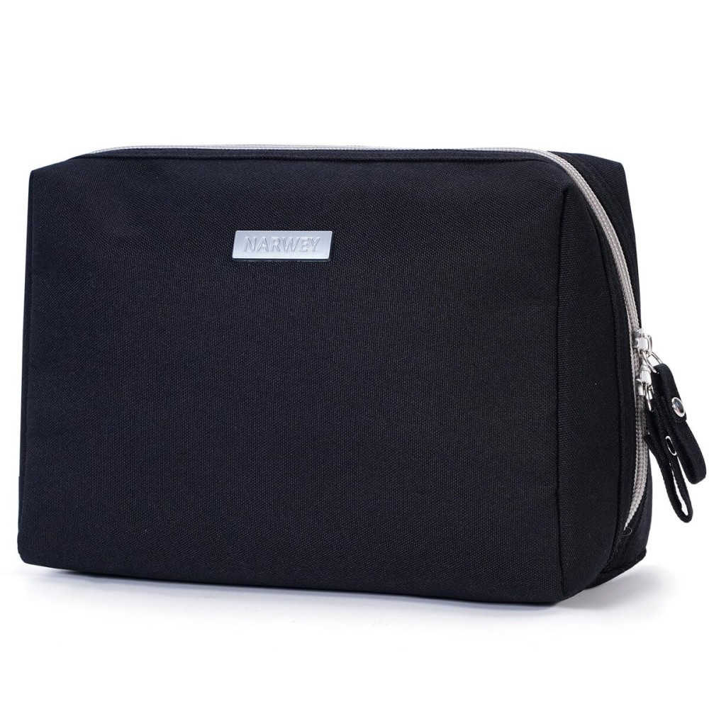 Narwey Makeup Bag Travel Cosmetic Bag Organizer Toiletry Bag Make Up Bags with Compartments for Women Girls (Large, Black)