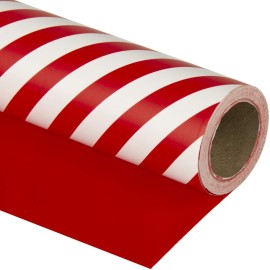 WRAPAHOLIC 30 Inch Reversible Wrapping Paper - Jumbo Roll Red and Stripes Design for Birthday, Holiday, Wedding, Baby Shower Wrap - 30 inch x 33 feet