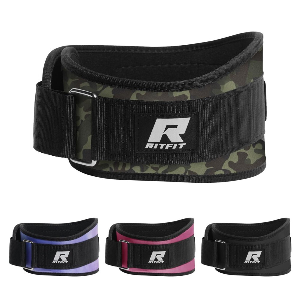 RitFit Self-Locking Weight Lifting Belt Gym Belt Great for Weightlifting, Squats, Lunges, Deadlift, Thrusters Men and Women Lifting Belt- 6 Inch/Camo
