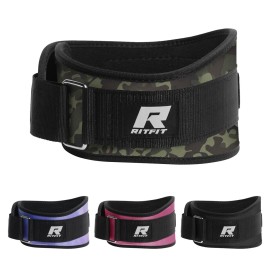 RitFit Self-Locking Weight Lifting Belt Gym Belt Great for Weightlifting, Squats, Lunges, Deadlift, Thrusters Men and Women Lifting Belt- 6 Inch/Camo
