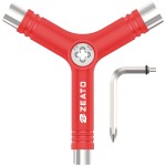 Zeato All-In-One Skate Tools Multi-function Portable Skateboard Y Tool Accessory with Y-type Allen Key and L-type Phillips Head Wrench Screwdriver - Red