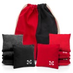 Play Platoon Professional Cornhole Bags - All Weather Dual Sided Corn Hole Bags Set of 8 - Improved Regulation American Flag Bean Bag for Cornhole Game - 4 Red & 4 Black