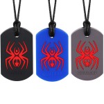 Xtra Tough (XT) Spider Sensory Chew Necklace for Kids (3 Pack) - Chewing Teething Necklace Teether Necklace Chew Toys - Designed for Chewing, Autism Sensory Teether Toy (Toughest - Aggressive Chewer)