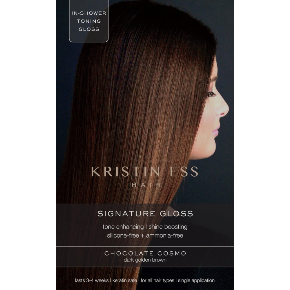 Kristin Ess Hair Gloss in Chocolate Cosmo Dark Golden Brown - 4 Wk Semi Permanent Hair Dye Glaze - Color Depositing Conditioner & Toner for Vibrant Shine + Gloss - Vegan, Silicone & Ammonia Free