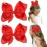 DEEKA 2 PCS 6 Big Hand-made Grosgrain Ribbon Solid Color Hair Bows Alligator Clips Hair Accessories for Little Teen Toddler Girls Kids Set of 2 -Red