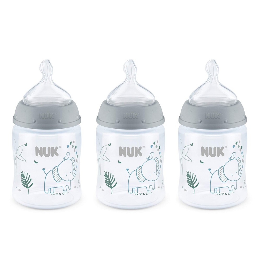 NUK Smooth Flow Anti Colic Baby Bottle, Elephant, 5 Ounce (3 Pack)