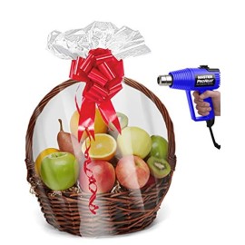 Purple Q Crafts Shrink Wrap Basket Bags For Gift Baskets Clear cellophane PVC Shrink Bags 24X 30 (5 Pack)