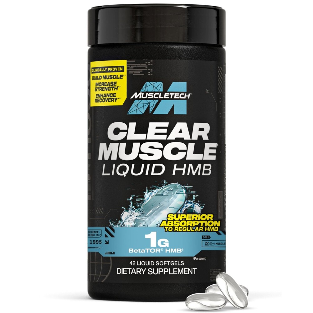 Muscletech HMB Supplements 1000mg, Clear Muscle (42 Liquid Softgels) - Highest Grade HMB for Lean Muscle & Recovery-HMB Free Acid Muscle Supplement-Help Decrease Muscle Breakdown - Packaging May Vary
