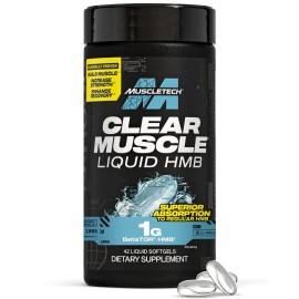 Muscletech HMB Supplements 1000mg, Clear Muscle (42 Liquid Softgels) - Highest Grade HMB for Lean Muscle & Recovery-HMB Free Acid Muscle Supplement-Help Decrease Muscle Breakdown - Packaging May Vary