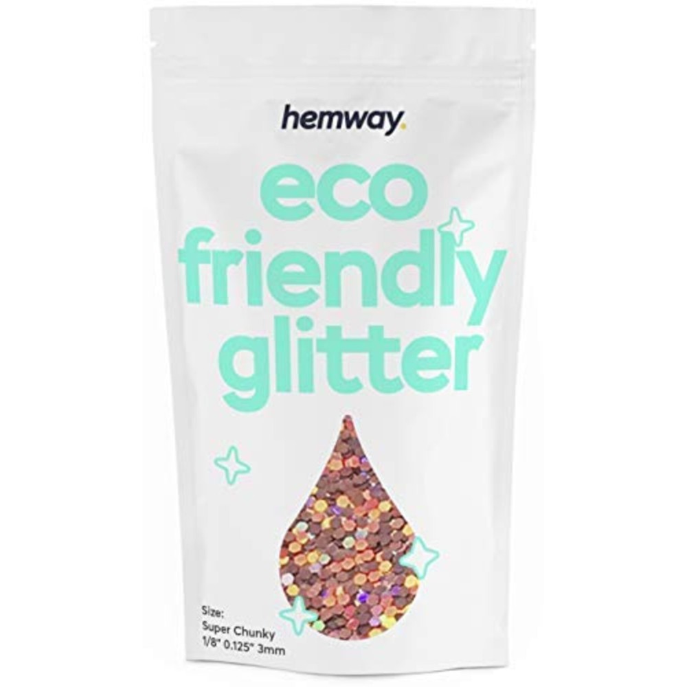 Hemway Biodegradable Glitter Eco Friendly - 100g/3.5oz Bio Cosmetic Safe Sparkle Vegan for Face Eyeshadow Body Hair Festival Makeup Craft - Super Chunky (1/8 0.125 3mm) - Rose Gold Holographic