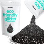 Hemway Eco Friendly Biodegradable Glitter 100g / 3.5oz Bio Cosmetic Safe Sparkle Vegan for Face, Eyeshadow, Body, Hair, Nail and Festival Makeup, Craft - Fine (1/64 0.015 0.4mm) - Black