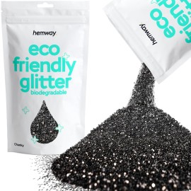 Hemway Biodegradable Glitter Eco Friendly - 100g/3.5oz Bio Cosmetic Safe Sparkle Vegan for Face Eyeshadow Body Hair Festival Makeup Craft - Chunky (1/40 0.025 0.6mm) - Black