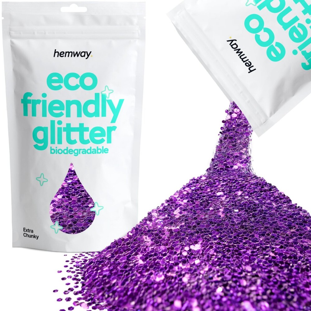 Hemway Eco Friendly Biodegradable Glitter 100g / 3.5oz Bio Cosmetic Safe Sparkle Vegan for Face, Eyeshadow, Body, Hair, Nail and Festival Makeup, Craft - Extra Chunky (1/24 0.040 1mm) - Purple