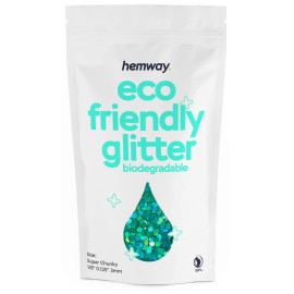 Hemway Eco Friendly Biodegradable Glitter 100g / 3.5oz Bio Cosmetic Safe Sparkle Vegan for Face, Eyeshadow, Body, Hair, Nail and Festival - Super Chunky (1/8 0.125 3mm) - Turquoise Blue Holographic
